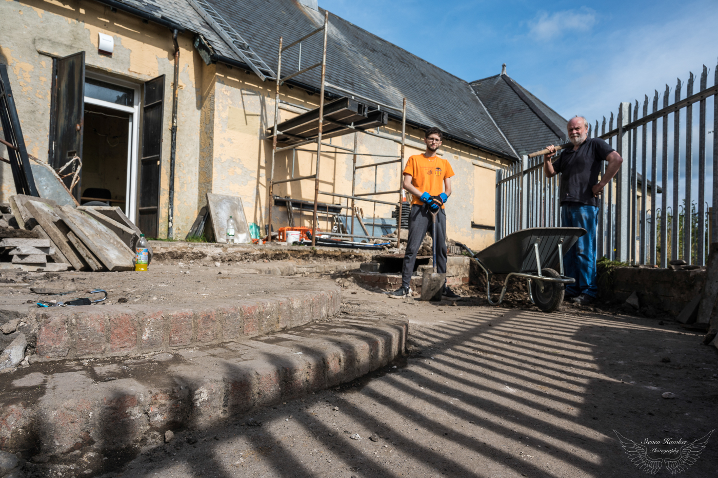 Men at work at Cefn Fforest Miners Institute